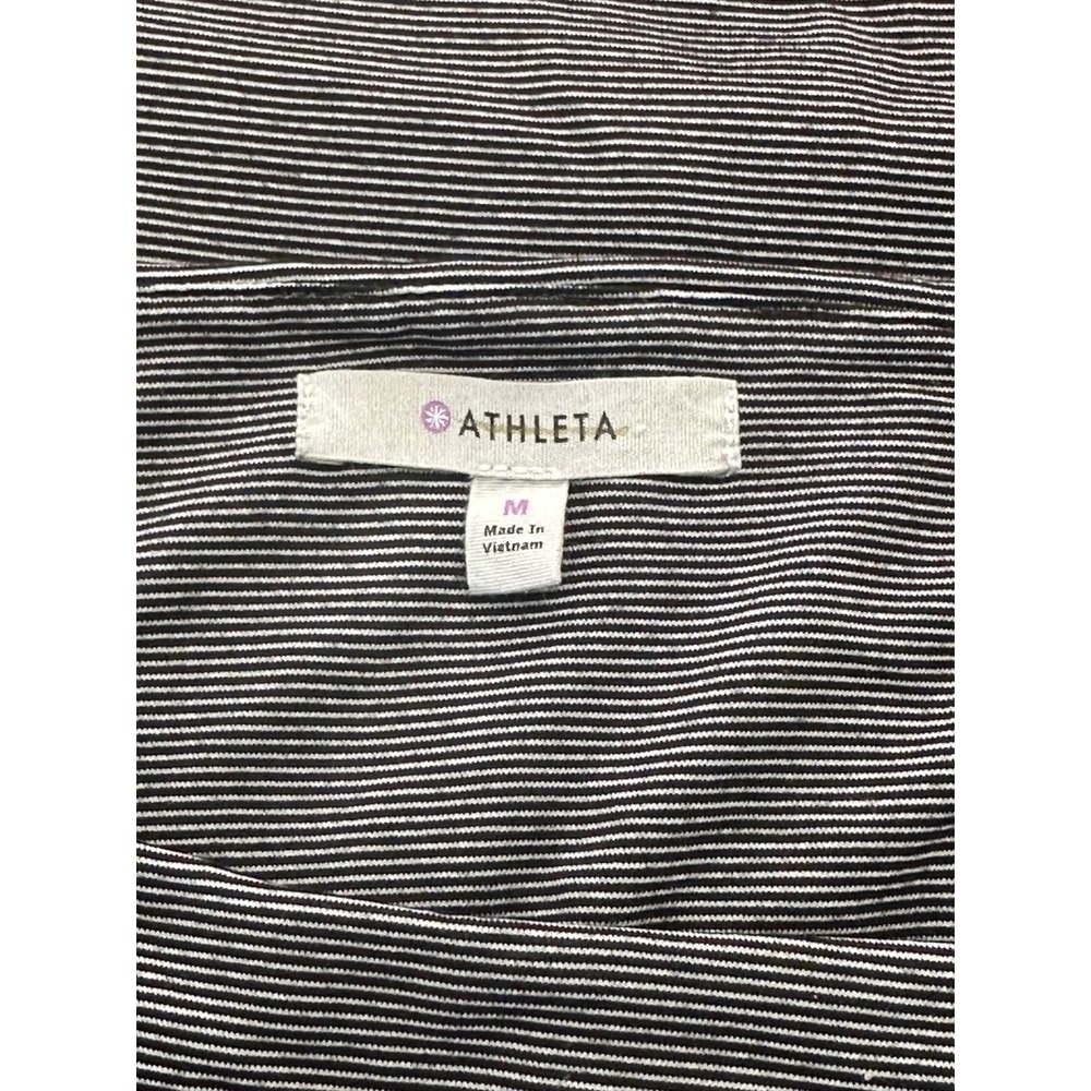 ATHLETA Micro Stripe Westwood Ruched Dress Black White Sz medium - Picture 4 of 5